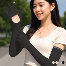 손바닥활짝 쿨토시 여성 운전장갑 긴팔 자외선 UV 차단, 블랙, 1개