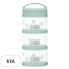 모윰 유아용 휴대용 3단 분유케이스, 민트해피모어에디션, 8개