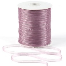 MAYREEL 0.6cm(1/4인치) 버건디 시어 오간자 리본 얇은 와인 레드 리본 공예용 행잉 태그 초대장 웨딩 샤워 파티 선물 포장 452.7m(500야드), 더스티 로즈