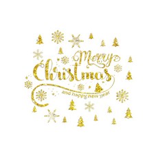璀璨聖誕 節慶派對櫥窗無痕貼 聖誕窗貼 金色, 金色祝福款