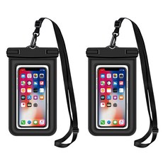 크리스탈터치 물에 뜨는 IPX8등급 휴대폰 방수팩, 2개, Large