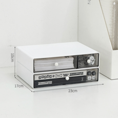 壓克力桌面收納盒 抽屜式 文具置物架 辦公桌整理盒, 一抽+二抽