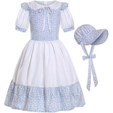 SIZGAROOT Pioneer 소녀 코스튬 식민지 코스튬 여아용 프레리 드레스 (만 10-12세)