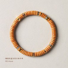 新中式橄欖核精工直切藥片珠手鍊 彩鑽隔珠單圈百搭疊戴款, 欖核