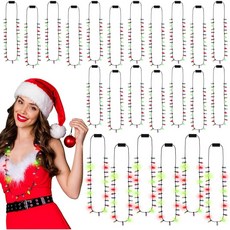 臺灣出貨 髮光聖誕led小燈珠項鏈 迷你燈泡聖誕樹雪人聖誕老人Led燈項鏈 NLX9, 聖誕紅老人,配件均碼15*5, 1個