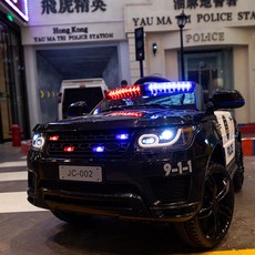 어린이전동차 전동폴리스카 경찰차 승용 전동푸쉬카 흰색, 1개, 표준 블랙 사출휠 이중 전동 구동