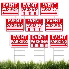 금속 H 스테이크 16 x 12 인치 야외 주차 표지판이 있는 Huetrsa 9 대 골판지 플라스틱 표지판 빨간색