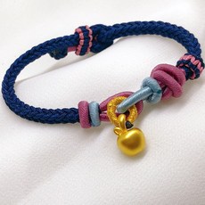 儒家寶寶 純金9999 彌月金飾 蘋果平安編織手繩/手鍊 粉/藍