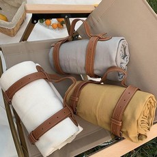 戶外野餐墊 露營帳篷墊 防水防潮地墊 加厚草地墊 野餐布 沙灘墊, 米色【送手提皮帶】加厚亞麻,寬170釐米*長180釐米（特小號）