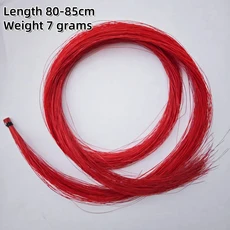 한 묶음 좋은 말털 7g 몽골리안 포니테일 검정 흰색 갈색 노랑 녹색 빨강 파랑 바이올린 활 말꼬리털, 05 Red (80-85cm)