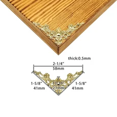 코너 브라켓골동품 황동 은빛 황금 보석 상자 와인 나무 케이스 책 스크랩북 사진 앨범 코너 장식 보호대, 02 golden