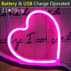 고양이 모양의 네온 라이트 USB 배터리 휴일 장식 Led 램프 침실 웨딩 파티 선물, 01 USB or AA battery, 04 heart pink