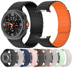 갤럭시워치 8 40mm 44mm 46mm 클래식 마그네틱 실리콘 스트랩 밴드, 블랙+오렌지
