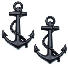 AUT 자동차 스티커 3D 보트 앵커 타입 데칼 장식용 아연 합금 엠블럼 크롬 2팩, Black