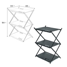摺疊置物架露營桌 可橫放斜放 鋁合金易清洗不易生鏽, 戶外露營三層置物架