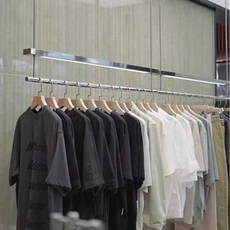 천장행거 조명 벽행거 드레스룸 시스템 매장용 벽걸이 (와이어형) 스텐 120x200cm 조명 포함