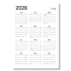 생활특별시 2026년 한장 달력 벽걸이 대형 1년 포스터 달력 플래너 집꾸미기 달력 캘린더 연간계획표 예쁜 감성 인테리어 벽달력 연력 새해 신년 달력 선물, 1장, 레드블랙