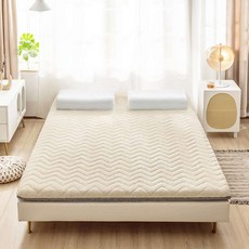 라텍스 부드러운 토퍼 패드 요매트 바닥요, 90-200cm, 벨벳 베이지 약 5cm
