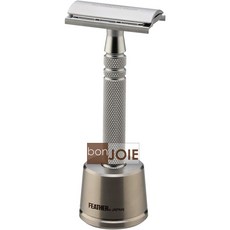 日本製 羽毛牌 Feather 雙面 不鏽鋼 刮鬍刀 (可替換刀片) 不銹鋼 AS D2 雙刃 傳統刮鬍刀架 手動剃鬚刀, 1個