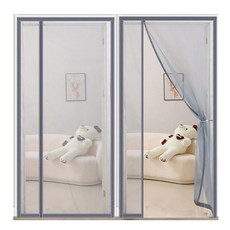 쉽게 찢어지지 않고 완전 모기 방지하는 현관문 자동 닫힘 틈없는 초강력 자석 방충망, 그레이