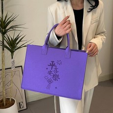 친환경 펠트 토트백 대용량 수납 가방 선물용 인쇄 가능, 타로퍼플 40x30x15cm, 1개