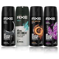 [4팩] AXE 악스 데오드란트 바디스프레이 바디미스트 4종 세트 액스, 4개, 150ml