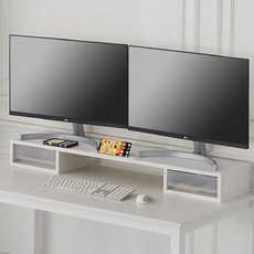 우드웰 스토리 서랍형 듀얼 모니터 받침대 MT-01, 워시컬러