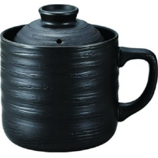 카쿠시 1인 밥솥 죽 라이스 쿠커 전자레인지 도자기 머그컵 블랙 1개