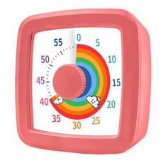 MEPHIIMIA Visua Timer 어린이/성인 60분 무지개 카운트다운 타이머 시간 관리 도구 책상 대형 스크린 시간 관리 도구 주방 학교 사무실용, 핑크