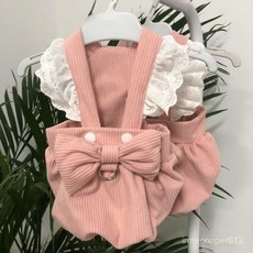 春夏新款可牽引扣南瓜裙寵物貓咪衣服帶小狗狗裙子可愛花邊公主裙 寵物衣服 透氣舒適 貓貓狗狗可愛衣服 高顏值, 粉色(含繩子）,M適合胸圍40厘米以內5-8斤, 1個