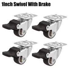 고무 회전 부드러운 1/2 360 바퀴 의자 4PCS 플랫폼 터 액세서리 가구 인치, 1Inch With Brake