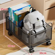 책가방정리함 보관함 포함 이동식 중간 바구니 트롤리 학원가방정리 블랙 바퀴 수납함, 1개, J. 블랙 중형 넓은 책을 가로로 놓을 수 있음 바퀴