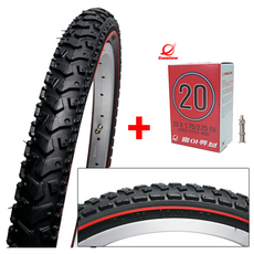 평촌바이크_흥아 스왈로우 20X1.75 MTB몰드 타이어 (47-406) + 던롭튜브 포함 HS516, 1개