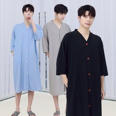 남자 원피스 봄 남성 가운 롱 여름 수면 잠옷