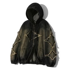 TRILLION 스타 아플리케 데미지 워싱 데님 자켓 (YELLOW BLACK) TRSJK29YB 381464