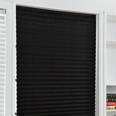 중문커튼 도어커튼 가림막커튼 공간분리 House Apartment Use White Blinds Adhesive Pleated Shades Windo, 01 Black_04 90 W X 180 L cm