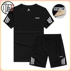 夏季新品運動服套裝男士短袖短褲晨跑健身訓練跑步服套裝吸汗透氣