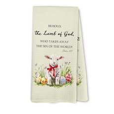 Lengues 나만의 부활절 달걀 찾기 주방 타월 코케트 리본 꽃 계란 접시 핸드 타월 주방 장식용 농가 봄 부활절 핸드 타월 욕실 장식용 40.6 x 61cm(16 x 24인, 갓 램