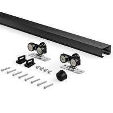 EaseLife 1.2m(4피트/48인치) 슬라이딩 포켓 도어 하드웨어 키트 상업용 등급 블랙 박스 레일 쉬운 설치 부드럽고 조용하게 미끄러짐 문 없음 (58.4cm~6, 4FT