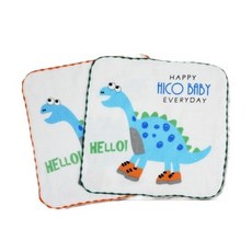 DK大王 台灣製 恐龍造型紗布口水巾 嬰幼兒手帕 兒童方巾 柔軟吸水 親膚透氣, C款.溜冰小劍龍/1條, 1個