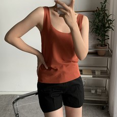 뜨개진 여성용 사르틴 스퀘어넥 니트 나시