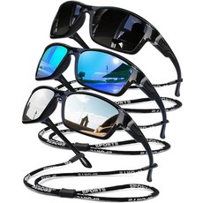 SQOQS 편광 선글라스 남성용 여성용 스포츠 고글 경량 프레임 사이클링 달리기 낚시 운전 UV400 보호 3팩-블랙+블랙블루+블랙브라운, 3팩-블랙+블랙블루+블랙실버