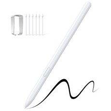JAMJAKE EMR 무충전 S펜 와콤 태블릿 터치펜 갤럭시탭 S6~S11 시리즈 호환 필기 학습용, 1개, 화이트