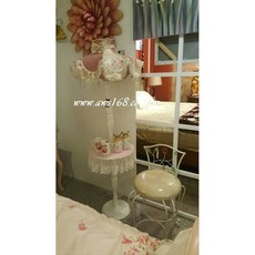 歐式蕾絲立燈 古典浪漫花朵落地燈 白色實木燈桿 臥室客廳立燈