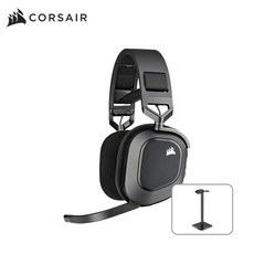 커세어 RGB 무선 게이밍 컴퓨터 헤드셋, 블랙+커세어거치대, HS80