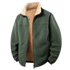 男士冬季立領抓絨保暖棉外套 - 日常休閒露營野營加絨短款棉服