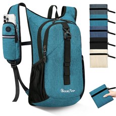 Seektop 15L 여성용 남성용 소형 하이킹 백팩 여행 캠핑용 휴대폰 포켓이 있는 경량 하이킹 패커블 데이팩 블랙. 하이킹 캠핑 여행 레저, 틸 블루