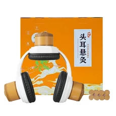 귀 용기가 포함된 헤드셋 스타일 두개골귀의 뜸 세트 – 가정용 미용실 등급 휴대용 따뜻한 장치, 01 green