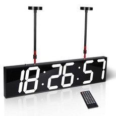 Goetland 71.1cm(28인치) 오버사이즈 디지털 시계 양면 벽시계 LED 모던 대형 디스플레이 온도 다기능 리모컨 6자리 주방 사무실 거실 교실용 싱글 화이트, Goetland 71.1cm(28인치) 오버사이즈 디지