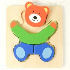 브이커머스 아기퍼즐 원목 베이비퍼즐 곰돌이